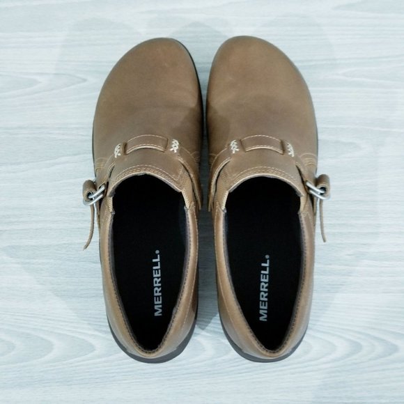 Merrell Loafers Dassie Stich Moccasin Buckle Womens Size 8.5 Brown Leather Shoes - Picture 7 of 12